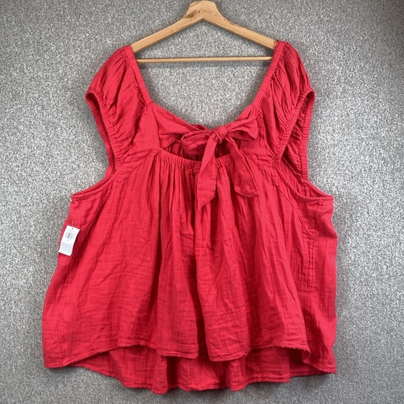 Old Navy double gauze blouse bow tie in back 4X colorful sleeveless boho - Picture 7 of 9